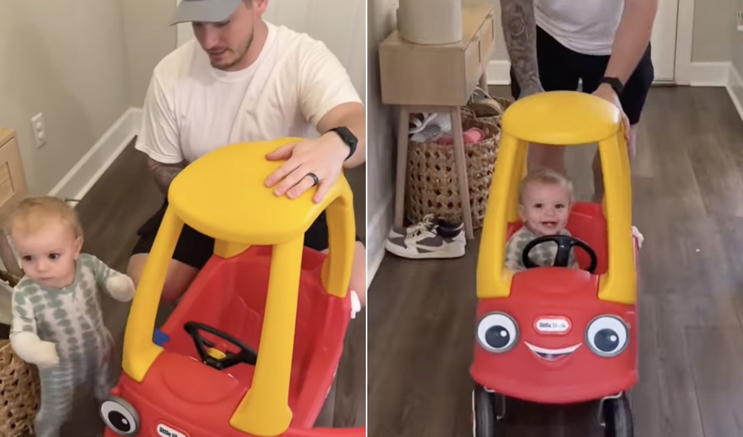 He really likes his new car : daddy’s surprise makes his one-year-old ...