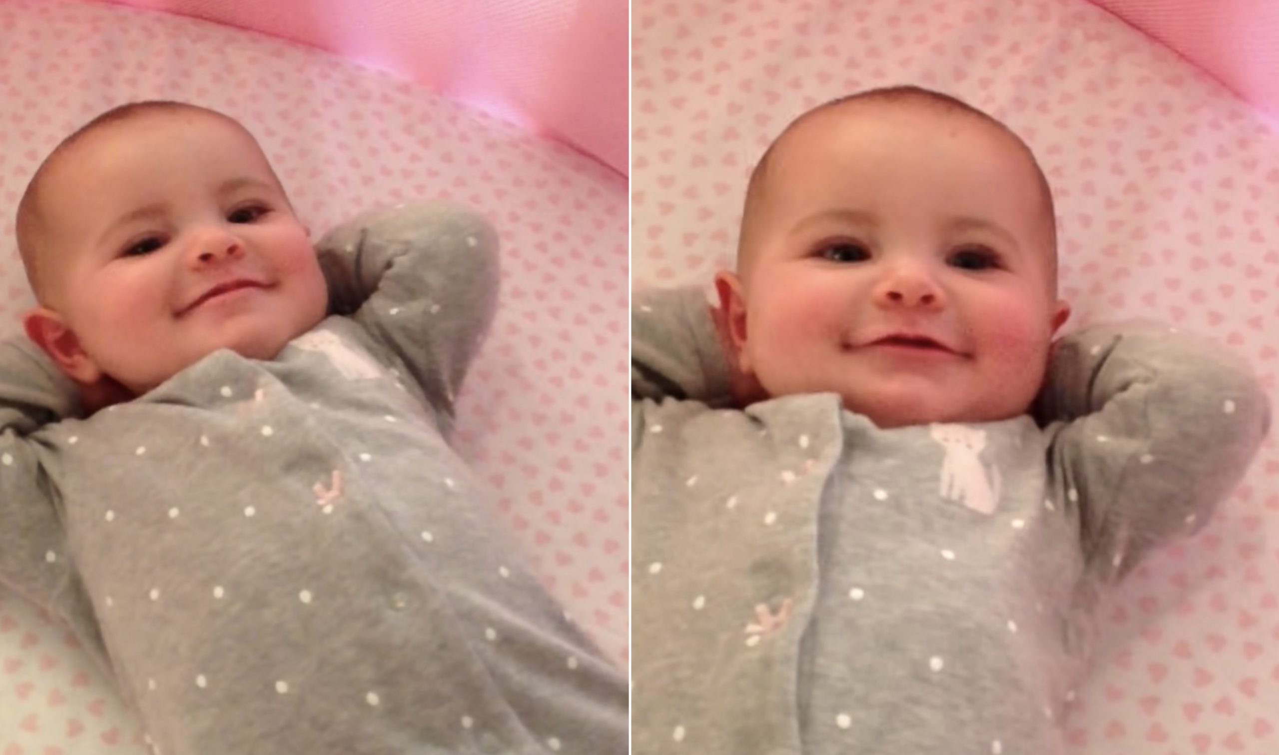 The ultimate happy baby: Little Emily wakes up with a smile on her face ...