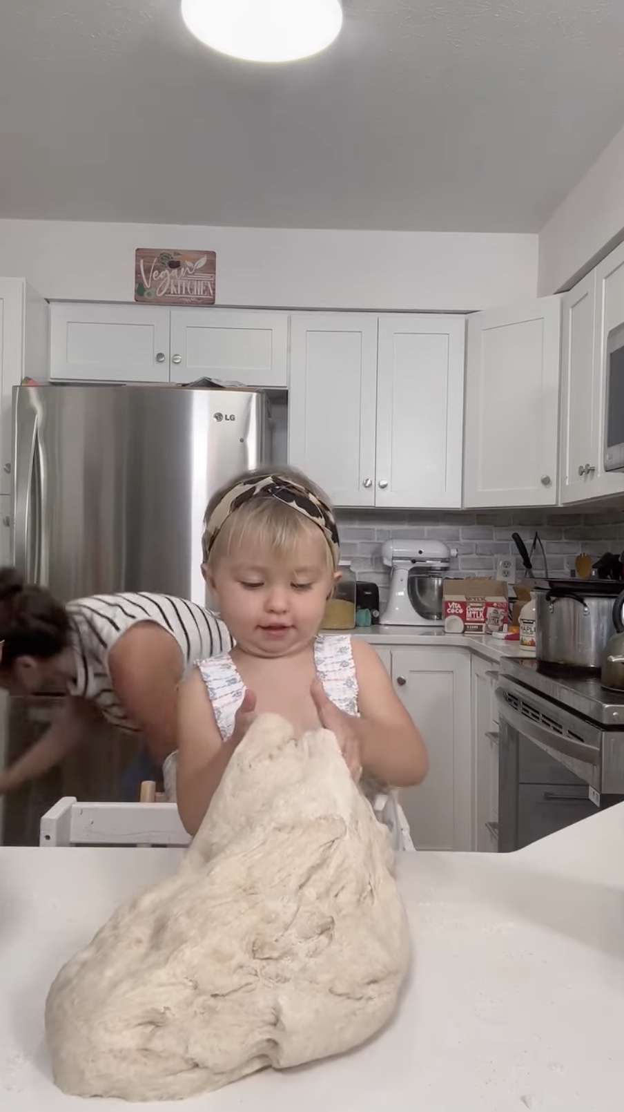 Sooo positive! Baby girl Ada helps Mommy with making bread | My Cute Babies